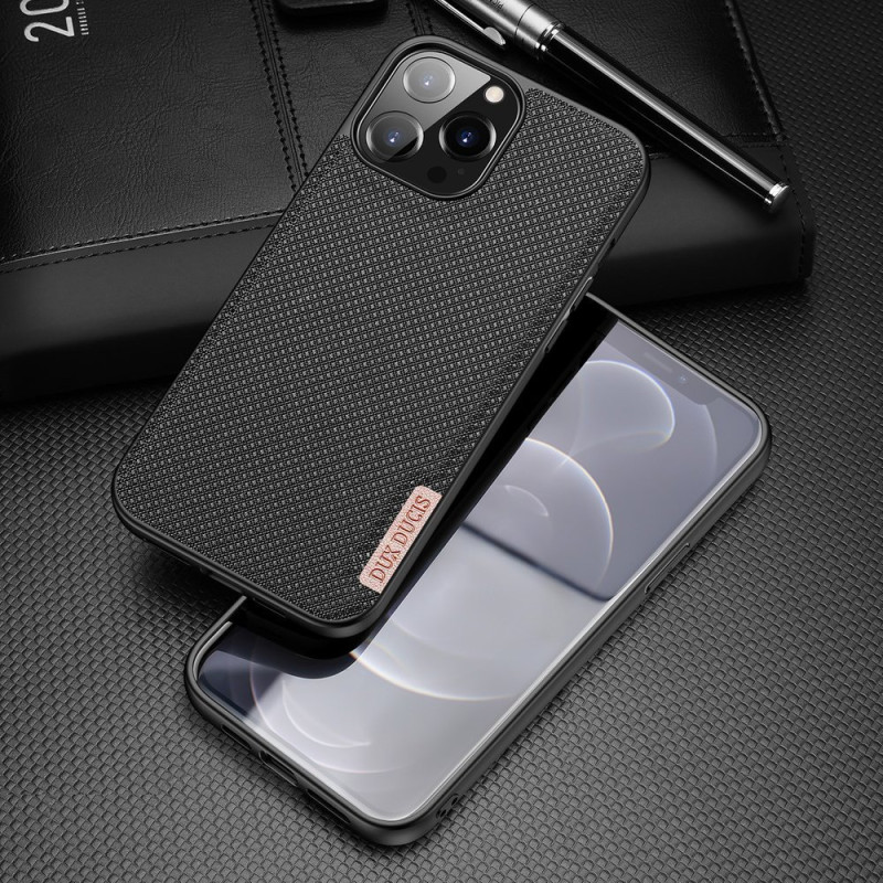 Dux Ducis Fino dėklas, dangtelis padengtas nailono medžiaga, iPhone 13 Pro Max, juodas
