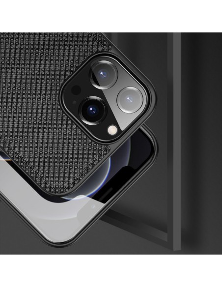 Dux Ducis Fino dėklas, dangtelis padengtas nailono medžiaga, iPhone 13 Pro Max, juodas Dux Ducis Fino dėklas, dangtelis padengtas nailono medžiaga, iPhone 13 Pro Max, juodas