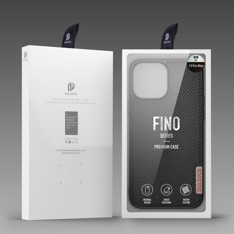 Dux Ducis Fino dėklas, dangtelis padengtas nailono medžiaga, iPhone 13 Pro Max, juodas