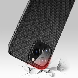 Dux Ducis Fino dėklas, dangtelis padengtas nailono medžiaga, iPhone 13 Pro Max, juodas