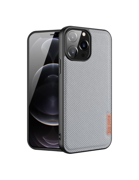 Dux Ducis Fino dėklas, dangtelis padengtas nailono medžiaga, iPhone 13 Pro Max, pilkas Dux Ducis Fino dėklas, dangtelis padengtas nailono medžiaga, iPhone 13 Pro Max, pilkas