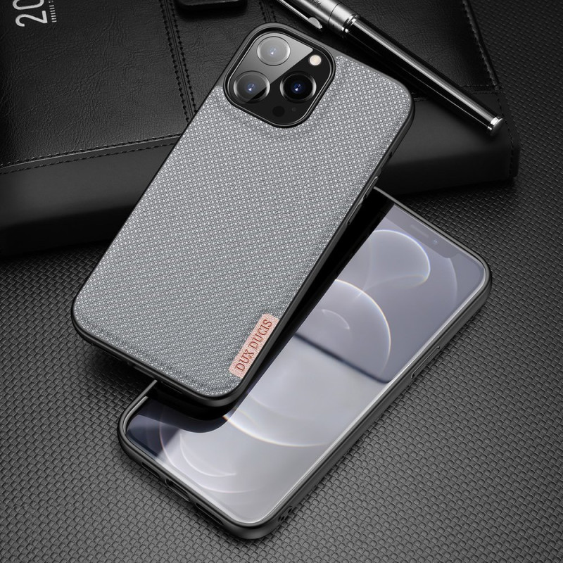Dux Ducis Fino dėklas, dangtelis padengtas nailono medžiaga, iPhone 13 Pro Max, pilkas