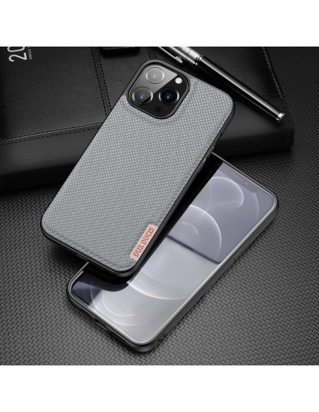 Dux Ducis Fino dėklas, dangtelis padengtas nailono medžiaga, iPhone 13 Pro Max, pilkas Dux Ducis Fino dėklas, dangtelis padengtas nailono medžiaga, iPhone 13 Pro Max, pilkas