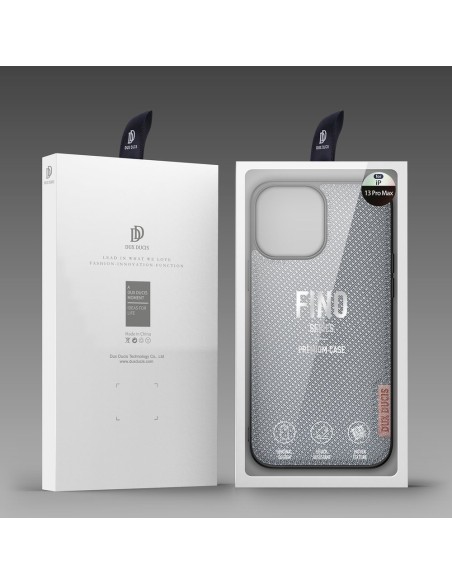 Dux Ducis Fino dėklas, dangtelis padengtas nailono medžiaga, iPhone 13 Pro Max, pilkas Dux Ducis Fino dėklas, dangtelis padengtas nailono medžiaga, iPhone 13 Pro Max, pilkas