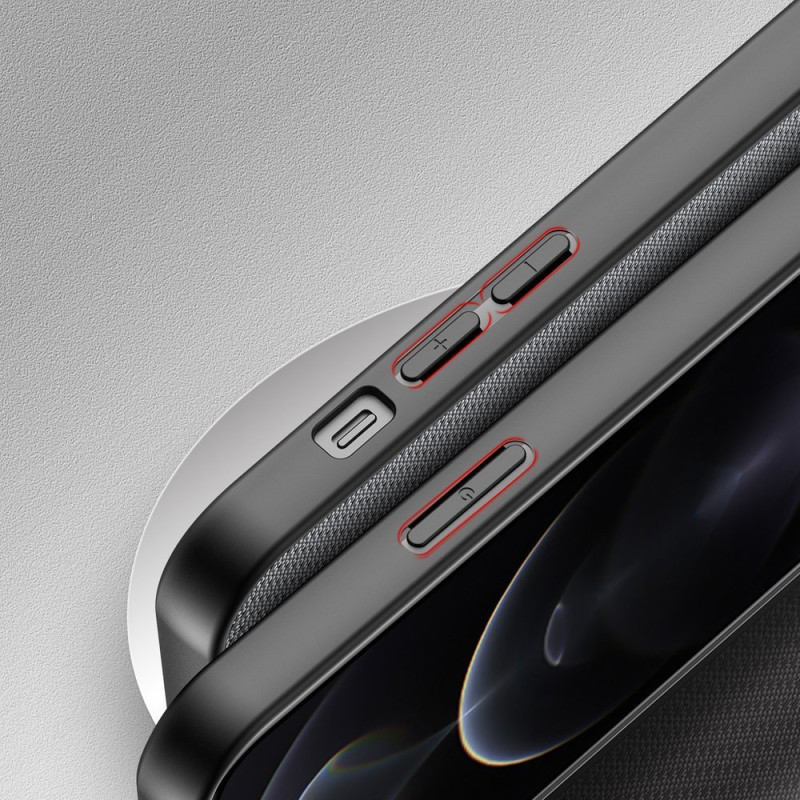 Dux Ducis Fino dėklas, dangtelis padengtas nailono medžiaga, iPhone 13 Pro Max, pilkas