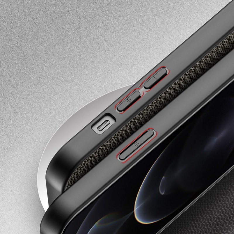 Dux Ducis Fino dėklo dangtelis padengtas nailono medžiaga iPhone 13 Pro Max žalia
