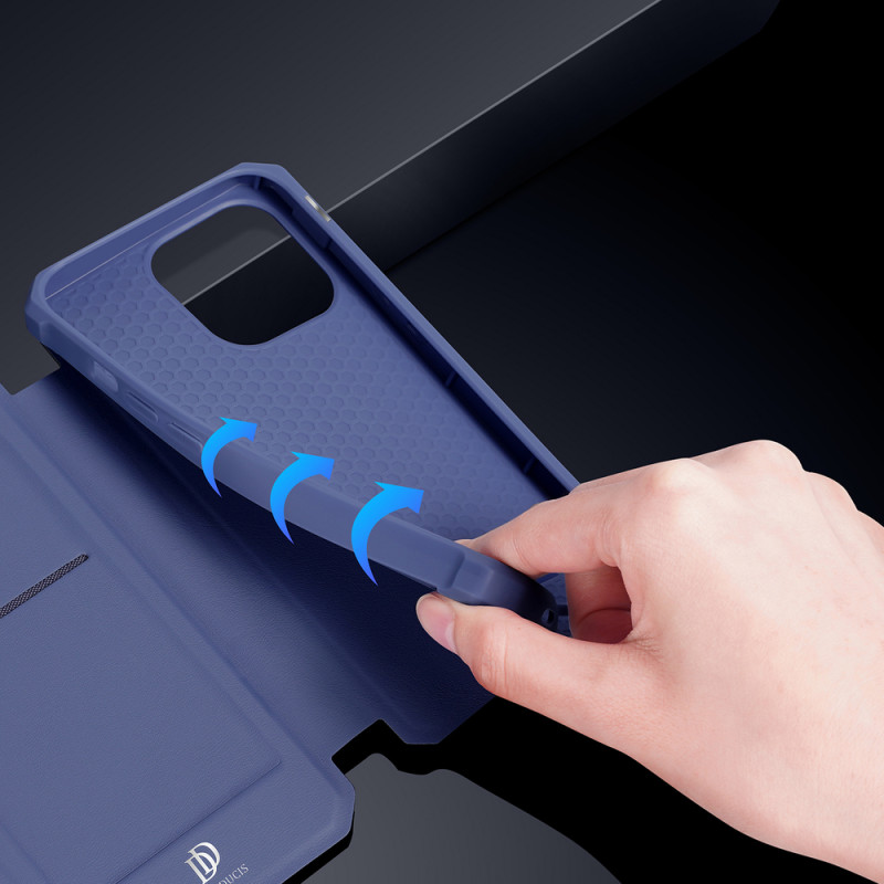 DUX DUCIS Skin X dėklo dėklo dangtelis su atvartu iPhone 13 mini mėlynas