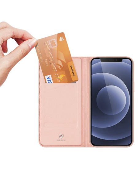 Dux Ducis Skin Pro dėklo dėklo dėklas su atvartu iPhone 13 mini rožinis