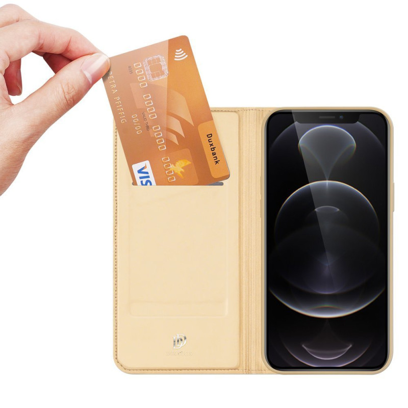 Dux Ducis Skin Pro dėklo dėklo dangtelis su atvartu iPhone 13 Pro auksinis
