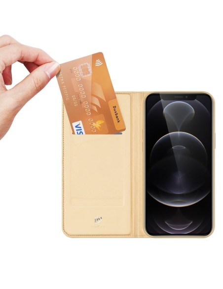 Dux Ducis Skin Pro dėklo dėklo dangtelis su atvartu iPhone 13 Pro auksinis