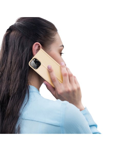 Dux Ducis Skin Pro dėklo dėklo dangtelis su atvartu iPhone 13 Pro auksinis