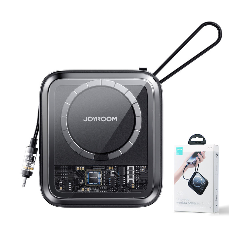 Maitinimo blokas su indukciniu įkroviklio žiedo laidu iPhone Lightning 10000mAh Icy Series 22.5W juodas