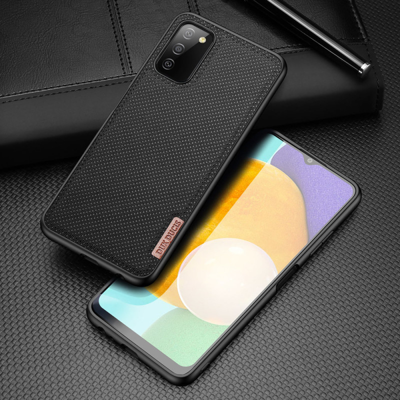 Dux Ducis Fino dėklo dangtelis, padengtas nailono medžiaga, skirtas Samsung Galaxy A03s juodai