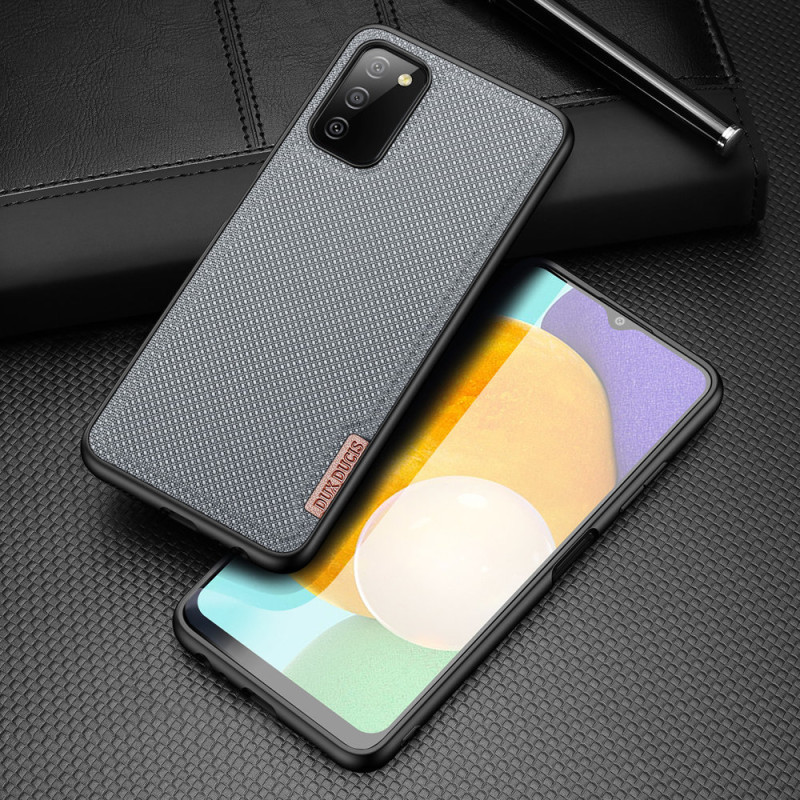 Dux Ducis Fino dėklo dangtelis, padengtas nailono medžiaga, skirtas Samsung Galaxy A03s pilkas