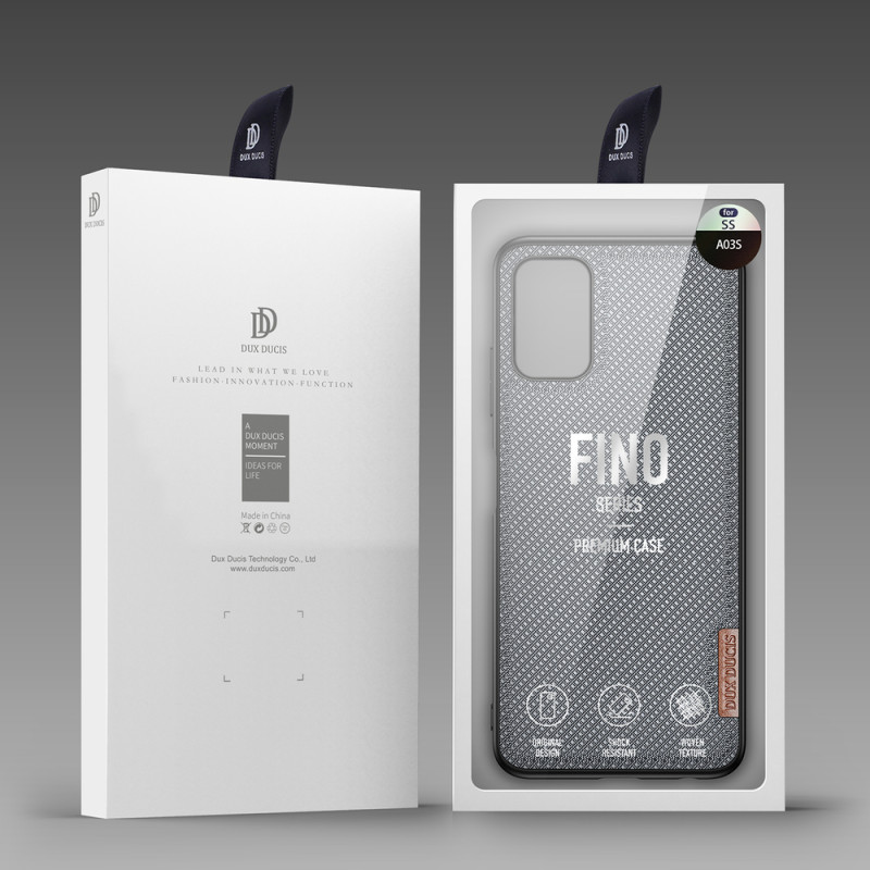 Dux Ducis Fino dėklo dangtelis, padengtas nailono medžiaga, skirtas Samsung Galaxy A03s pilkas