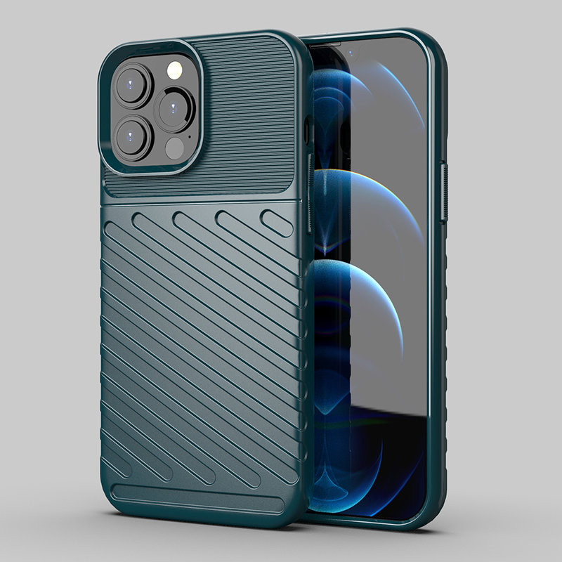 Thunder Case, lankstus šarvuotas dėklas, dangtelis iPhone 13 Pro Max, žalias