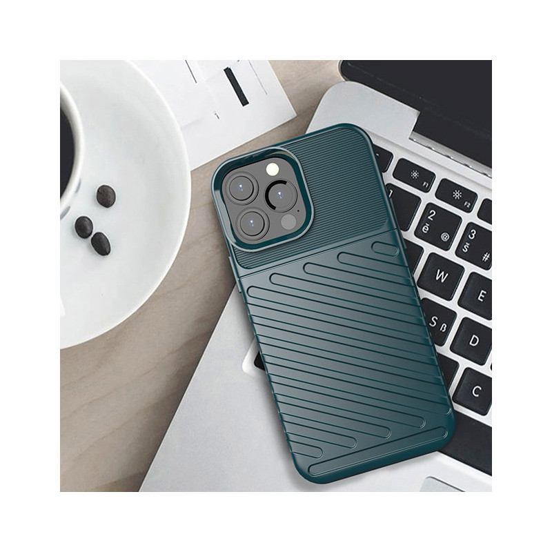Thunder Case, lankstus šarvuotas dėklas, dangtelis iPhone 13 Pro Max, žalias