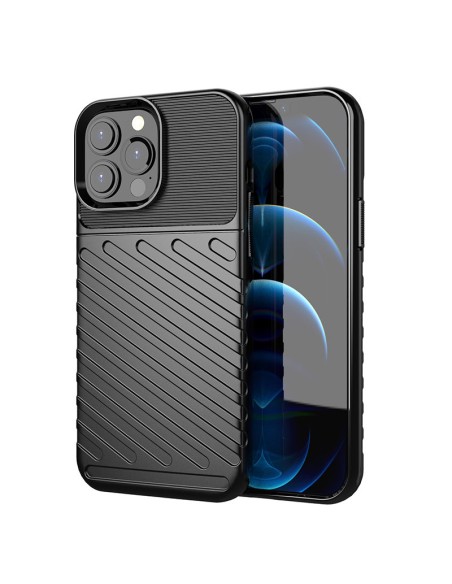 Thunder Case, lankstus šarvuotas dėklas, dangtelis iPhone 13 Pro Max, juodas