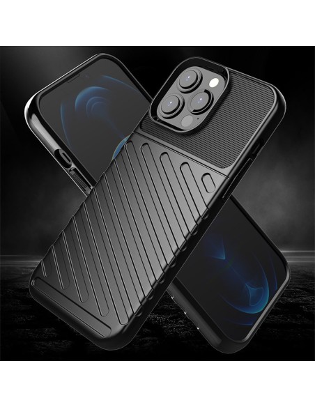 Thunder Case, lankstus šarvuotas dėklas, dangtelis iPhone 13 Pro Max, juodas