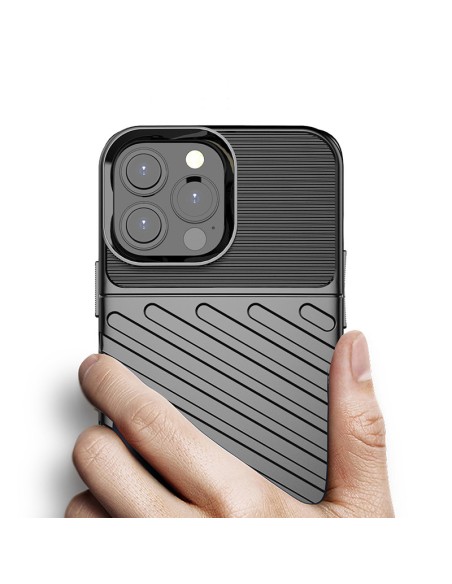 Thunder Case, lankstus šarvuotas dėklas, dangtelis iPhone 13 Pro Max, juodas