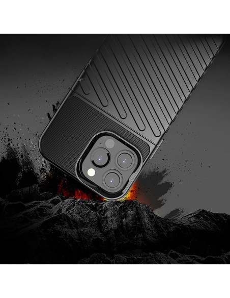 Thunder Case, lankstus šarvuotas dėklas, dangtelis iPhone 13 Pro Max, juodas