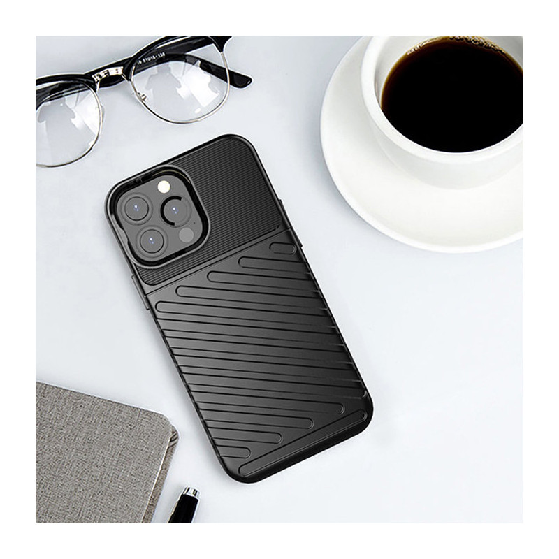Thunder Case, lankstus šarvuotas dėklas, dangtelis iPhone 13 Pro Max, juodas