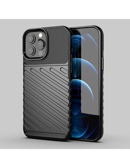 Thunder Case, lankstus šarvuotas dėklas, dangtelis iPhone 13 Pro Max, juodas