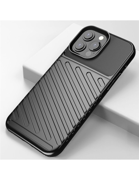 Thunder Case, lankstus šarvuotas dėklas, dangtelis iPhone 13 Pro Max, juodas