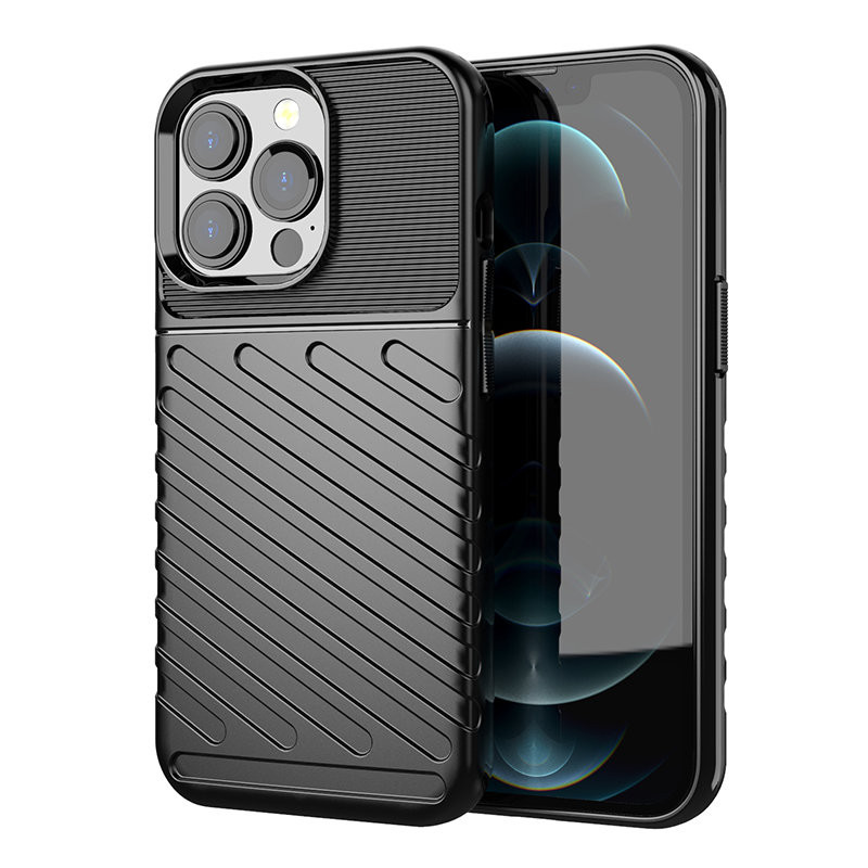 Thunder Case, lankstus šarvuotas dėklas, dangtelis iPhone 13 Pro, juodas Thunder Case, lankstus šarvuotas dėklas, dangtelis iPhone 13 Pro, juodas