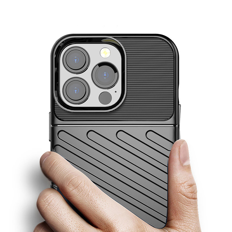 Thunder Case, lankstus šarvuotas dėklas, dangtelis iPhone 13 Pro, juodas