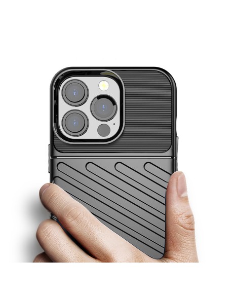Thunder Case, lankstus šarvuotas dėklas, dangtelis iPhone 13 Pro, juodas Thunder Case, lankstus šarvuotas dėklas, dangtelis iPhone 13 Pro, juodas
