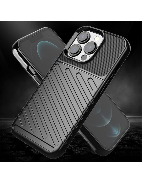 Thunder Case, lankstus šarvuotas dėklas, dangtelis iPhone 13 Pro, juodas Thunder Case, lankstus šarvuotas dėklas, dangtelis iPhone 13 Pro, juodas