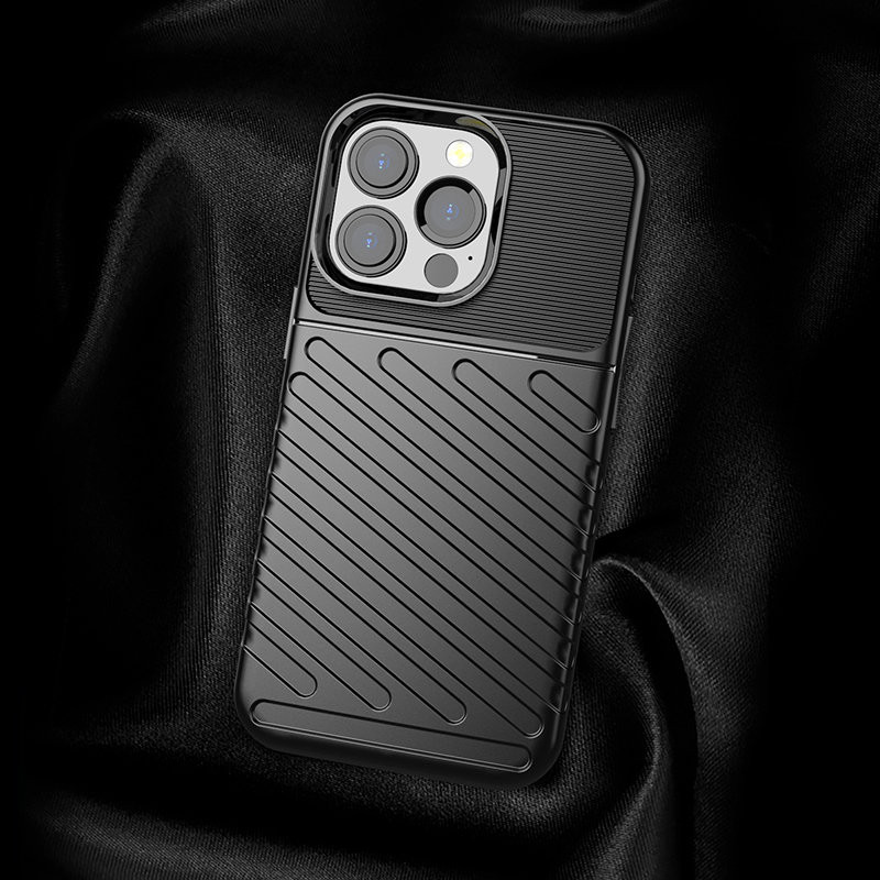 Thunder Case, lankstus šarvuotas dėklas, dangtelis iPhone 13 Pro, juodas