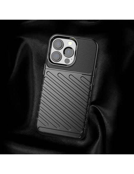 Thunder Case, lankstus šarvuotas dėklas, dangtelis iPhone 13 Pro, juodas Thunder Case, lankstus šarvuotas dėklas, dangtelis iPhone 13 Pro, juodas