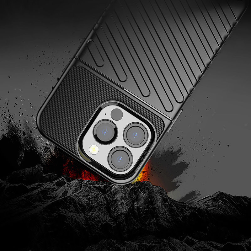 Thunder Case, lankstus šarvuotas dėklas, dangtelis iPhone 13 Pro, juodas