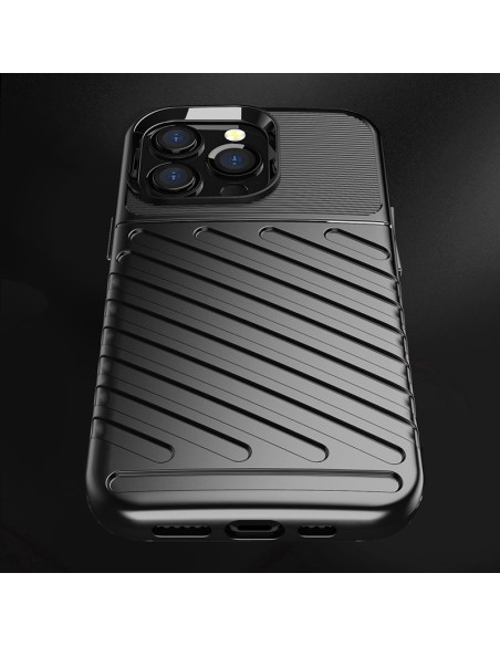 Thunder Case, lankstus šarvuotas dėklas, dangtelis iPhone 13 Pro, juodas Thunder Case, lankstus šarvuotas dėklas, dangtelis iPhone 13 Pro, juodas