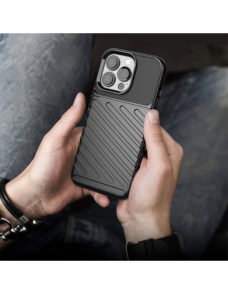 Thunder Case, lankstus šarvuotas dėklas, dangtelis iPhone 13 Pro, juodas Thunder Case, lankstus šarvuotas dėklas, dangtelis iPhone 13 Pro, juodas