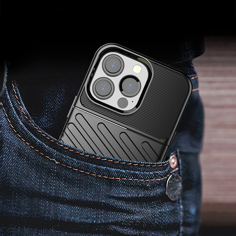 Thunder Case, lankstus šarvuotas dėklas, dangtelis iPhone 13 Pro, juodas