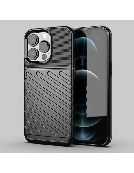 Thunder Case, lankstus šarvuotas dėklas, dangtelis iPhone 13 Pro, juodas Thunder Case, lankstus šarvuotas dėklas, dangtelis iPhone 13 Pro, juodas
