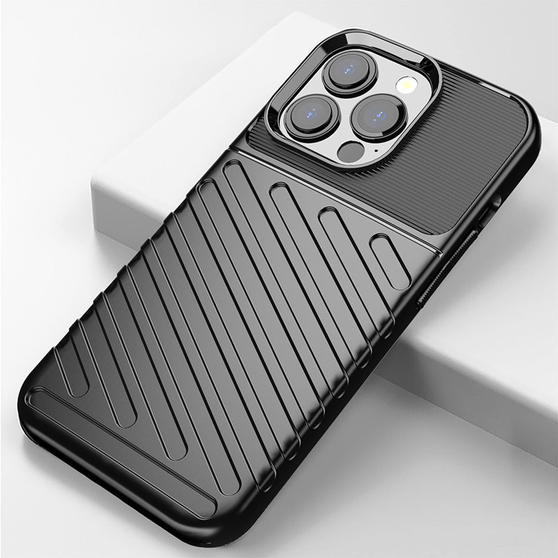 Thunder Case, lankstus šarvuotas dėklas, dangtelis iPhone 13 Pro, juodas