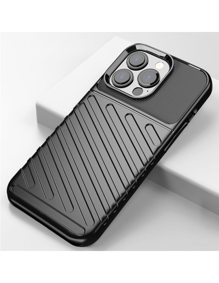 Thunder Case, lankstus šarvuotas dėklas, dangtelis iPhone 13 Pro, juodas Thunder Case, lankstus šarvuotas dėklas, dangtelis iPhone 13 Pro, juodas