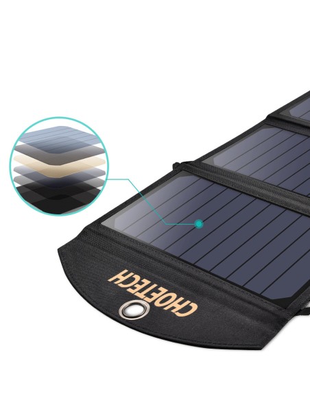 Saulės įkroviklis saulės USB sulankstomas 19W 2xUSB juodas