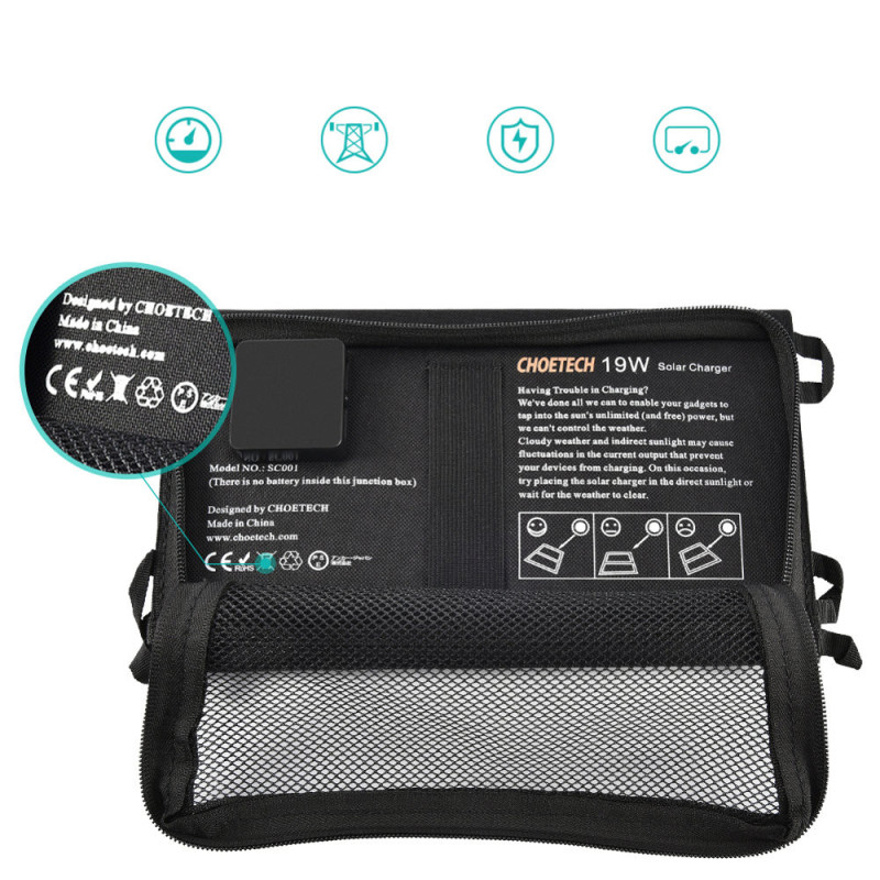 Saulės įkroviklis saulės USB sulankstomas 19W...