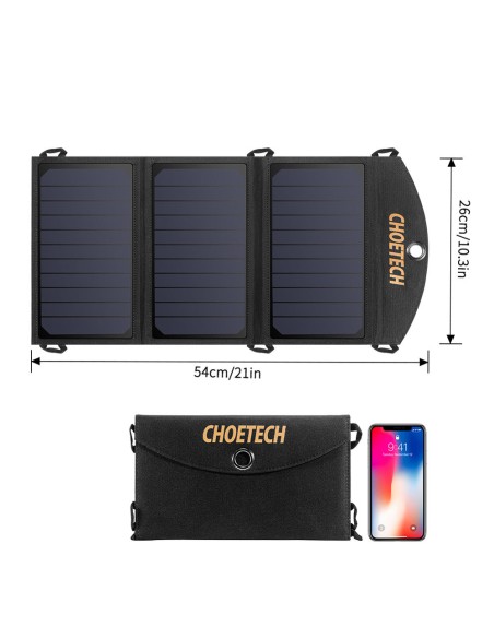 Saulės įkroviklis saulės USB sulankstomas 19W 2xUSB juodas