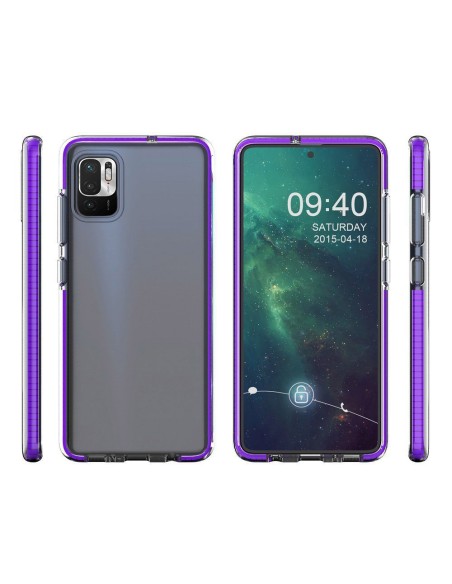 „Spring Case Cover“ gelio dėklas su spalvingu rėmeliu, skirtas „Xiaomi Redmi Note 10 5G“ / „Poco M3 Pro Black“