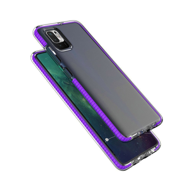„Spring Case Cover“ gelio dėklas su spalvingu rėmeliu, skirtas „Xiaomi Redmi Note 10 5G“ / „Poco M3 Pro Black“
