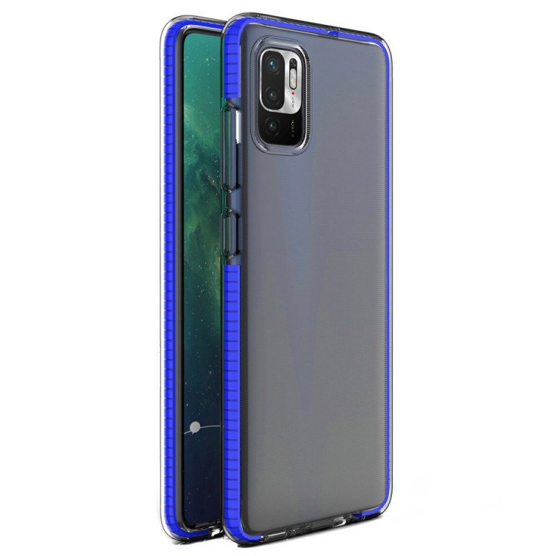 „Spring Case Cover“ gelio dėklas su spalvingu rėmeliu, skirtas „Xiaomi Redmi Note 10 5G“ / „Poco M3 Pro“ tamsiai mėlynai