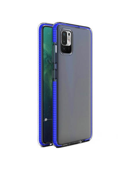 „Spring Case Cover“ gelio dėklas su spalvingu rėmeliu, skirtas „Xiaomi Redmi Note 10 5G“ / „Poco M3 Pro“ tamsiai mėlynai