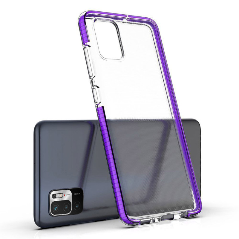 „Spring Case Cover“ gelio dėklas su spalvingu rėmeliu, skirtas „Xiaomi Redmi Note 10 5G“ / „Poco M3 Pro“ tamsiai mėlynai