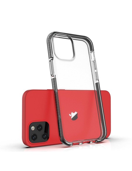 Spring Case, gelinis dėklas su spalvingu rėmeliu, skirtas iPhone 13 Pro Max, juodas